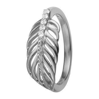Christina Collect 925 sterling silver Feather beautiful ring with open feather with 5 white topaz, model 2.15.A